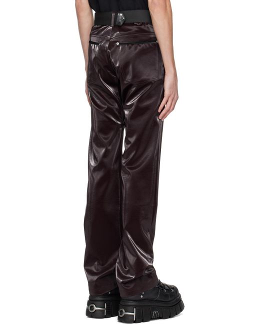 99% Is Black Burgundy 'att1%tude' Always Glossy Faux-leather Trousers for men