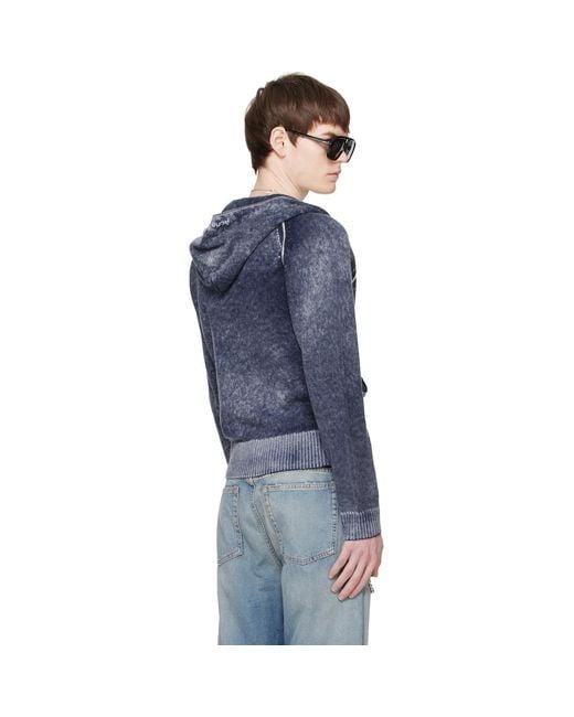 Acne Blue Zipper Hoodie for men