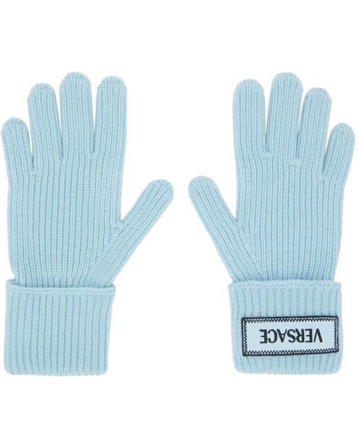 Versace Blue 90s Logo Gloves