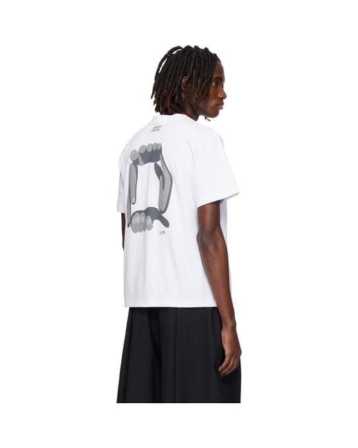 Sacai White 'Geoff Print T-Shirt for men