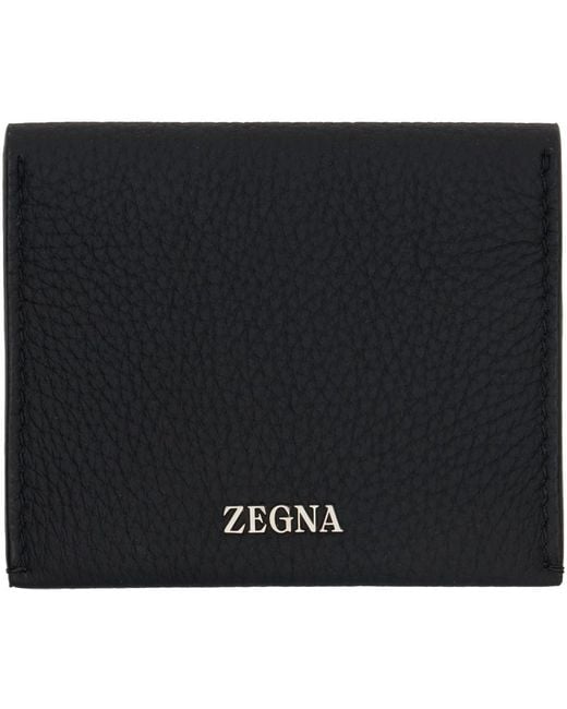 Porte-cartes pliable noir en cuir Zegna pour homme en coloris Black