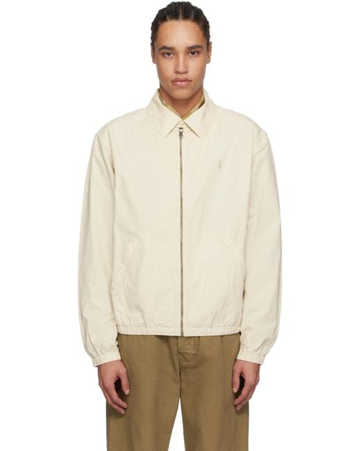 Polo Ralph Lauren Natural 'The Bayport' Mineral-Dyed Poplin Bomber Jacket for men