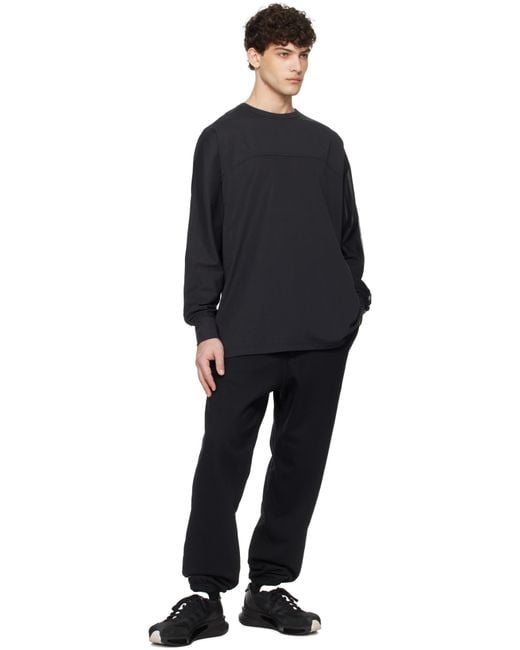Y-3 Black Mesh Stripes Long Sleeve T-Shirt for men