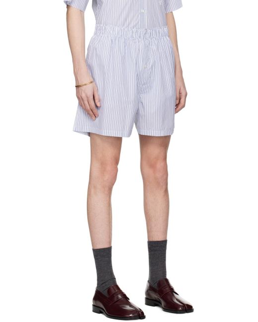 Maison Margiela Blue & White Striped Shorts for men