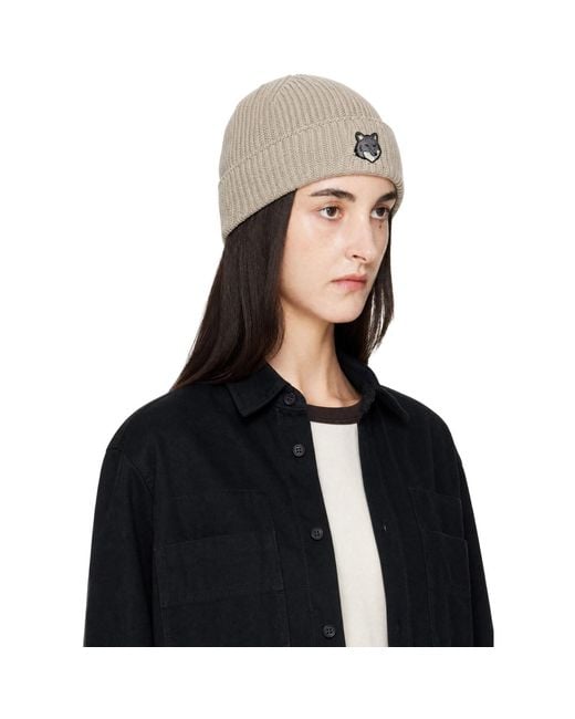 Maison Kitsuné Black Fox Head Large Beanie