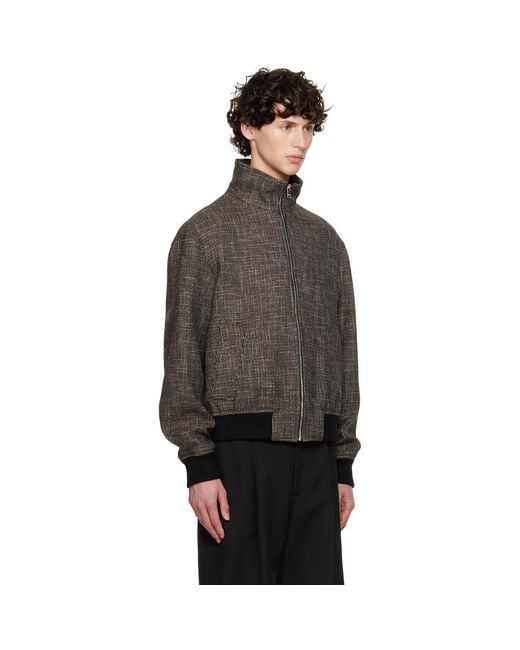 Bottega Veneta Black Houndstooth Bomber Jacket for men