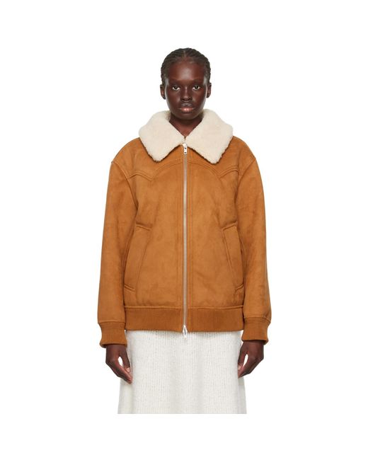 Stand Studio Orange Tan Lillee Faux-shearling Jacket