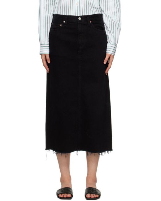 Agolde Black Della Denim Midi Skirt