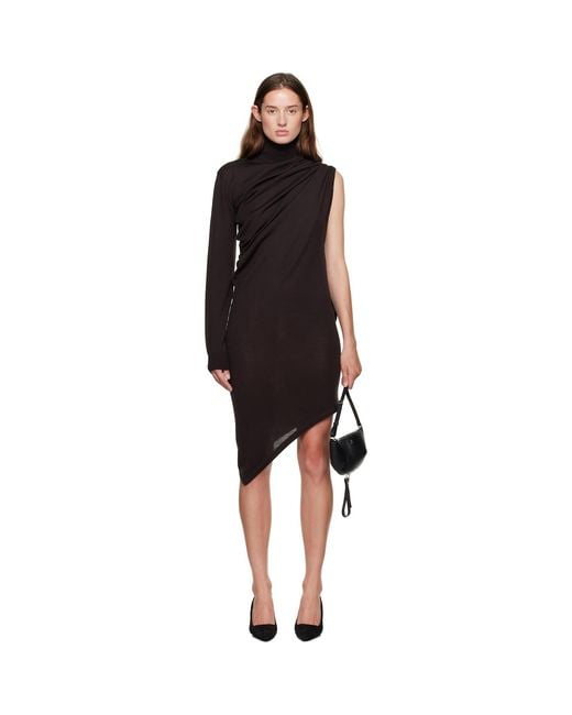 Courreges Black Off-shoulder Wool Minidress