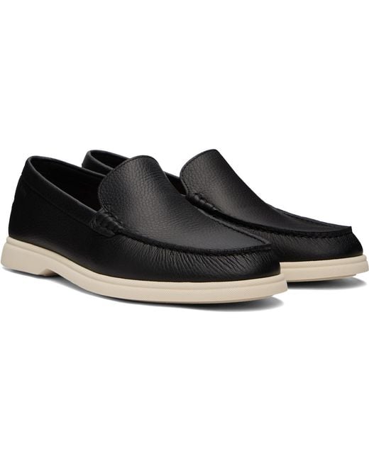 Boss Black Tumbled-Leather Logo Detail Loafers for men