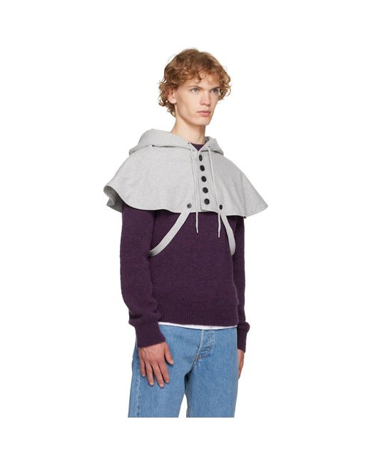 Dries Van Noten Purple Cape Hoodie for men