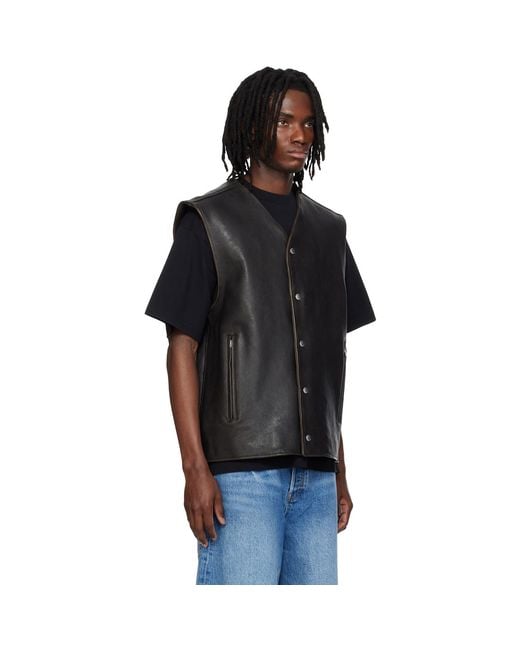 Alexander Wang Black Boxy Moto Leather Vest for men