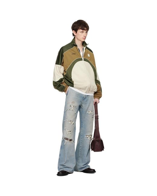 Amiri Blue Checkered Repair Bootcut Jeans for men