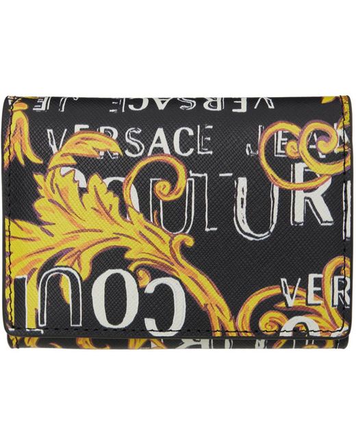 Versace Metallic Black Logo Couture Wallet for men