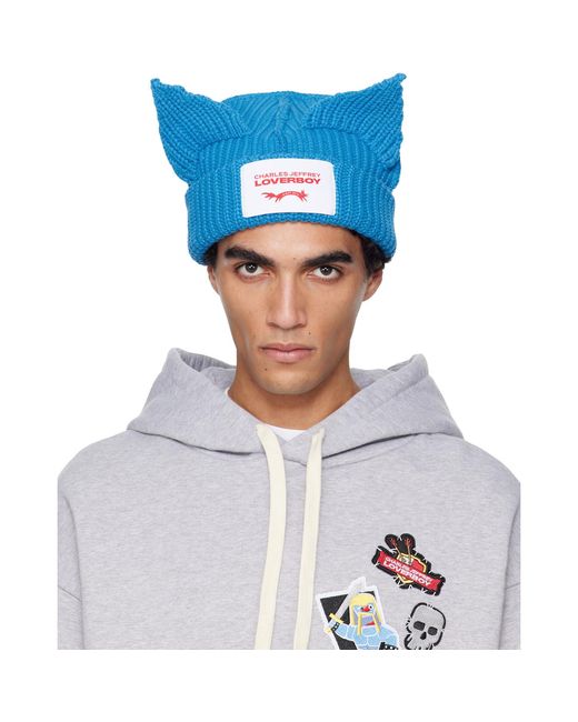 Charles Jeffrey Blue Chunky Ears Beanie for men