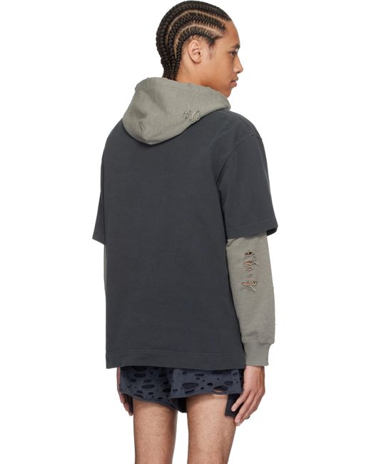 メンズ Acne ブラック リラックスフィット ロゴ Tシャツ Black
