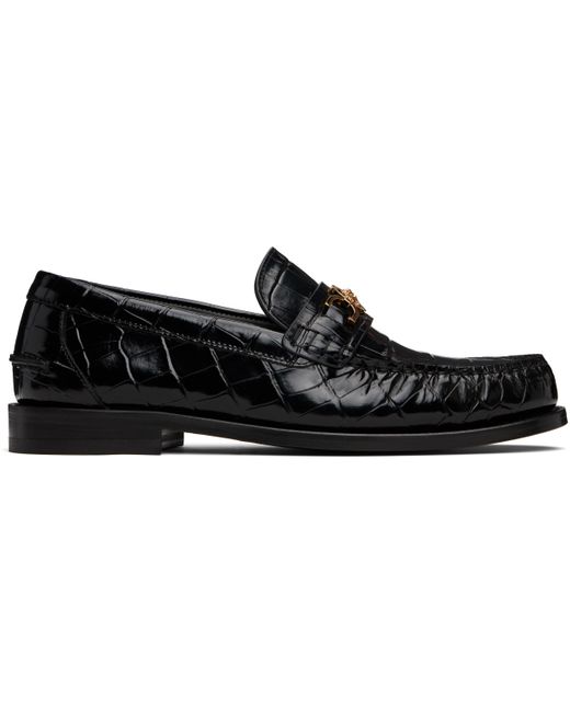 Versace Black Croc-Effect Medusa '95 Loafers for men