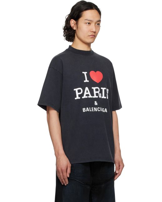 メンズ Balenciaga ブラック 'I Love Paris & ミディアムフィット Tシャツ Black