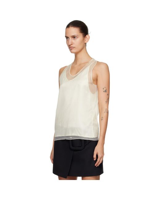 AMI Black Off- Sheer Silk Tank Top