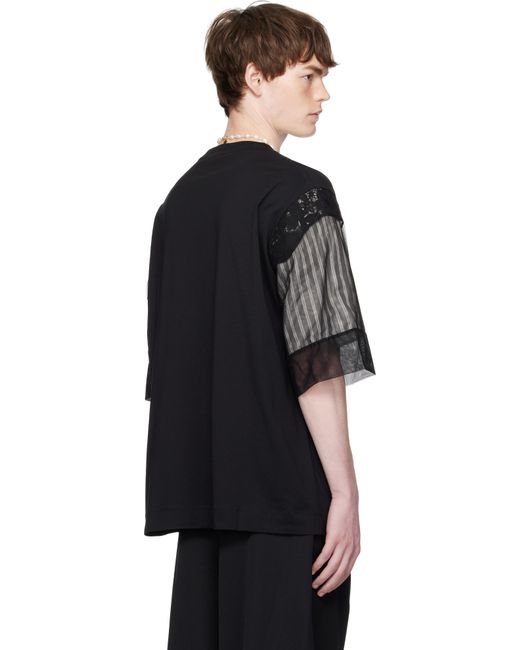 メンズ Simone Rocha ブラック Trapped レース パッチワーク Tシャツ Black
