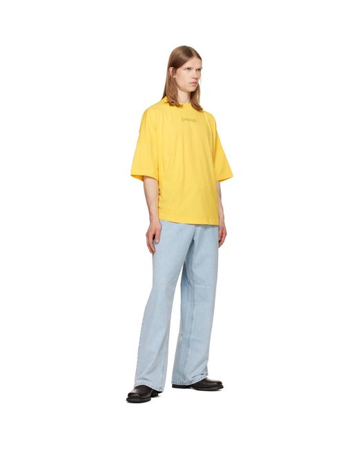Palm Angels Yellow Outline Logo Over T-Shirt for men