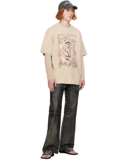 メンズ Acne Studios タン レイヤード 長袖tシャツ ナチュラル | Lyst