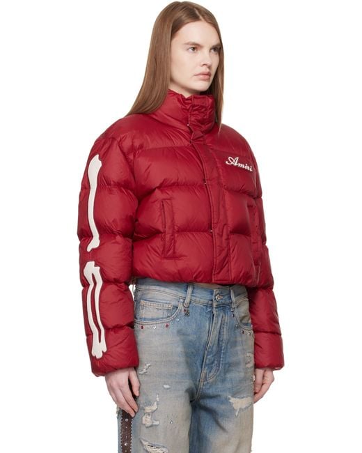 Amiri Red Bones Cropped Down Jacket