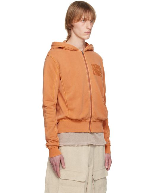 M I S B H V Orange Jordan Barrett Edition Zipped Hoodie for men