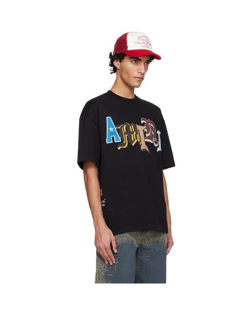 Amiri Black Varsity Patch Oversized T-Shirt for men