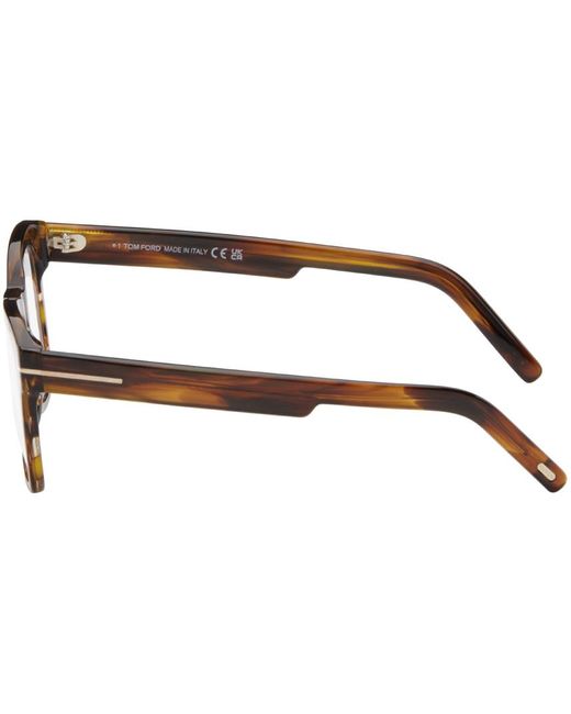 Tom Ford Black Tan Square Glasses for men