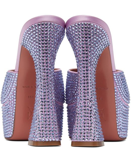 AMINA MUADDI Purple Dalida Crystal Heeled Sandals