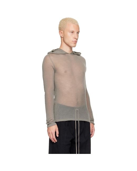 Rick Owens Natural Tower Sheer Hoodie for men