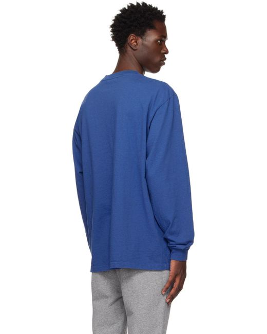 John Elliott Blue University Long Sleeve T-shirt for men