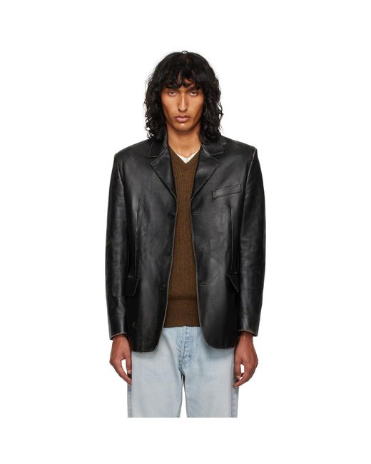 The Row Black Genki Leather Jacket for men