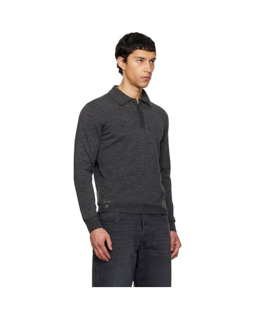 Maison Margiela Black Patchwork Knit Polo for men