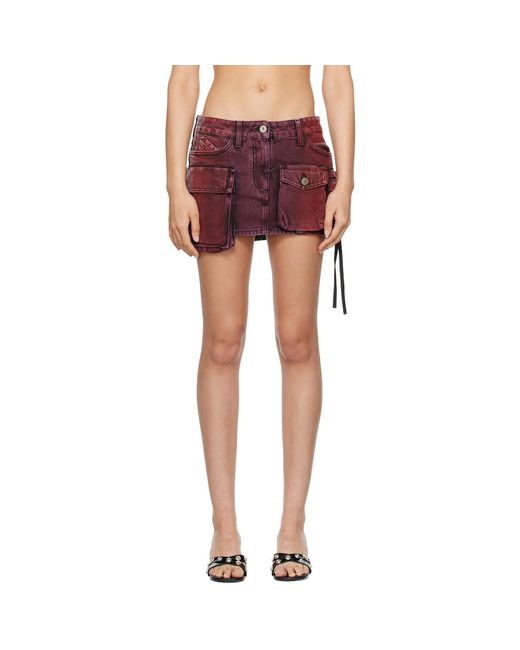 The Attico Red & Gray Fay Denim Miniskirt