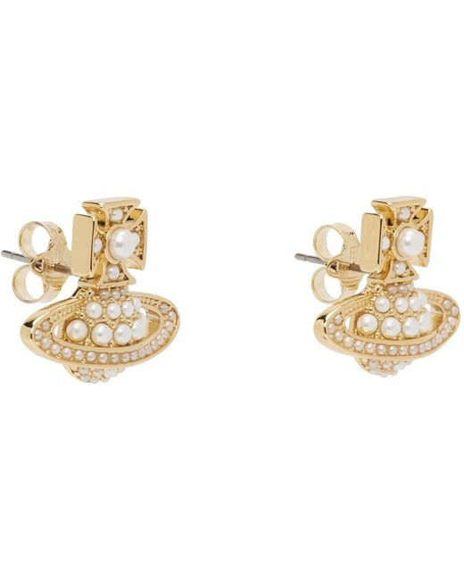 Vivienne Westwood Black Gold Luzia Bas Relief Earrings