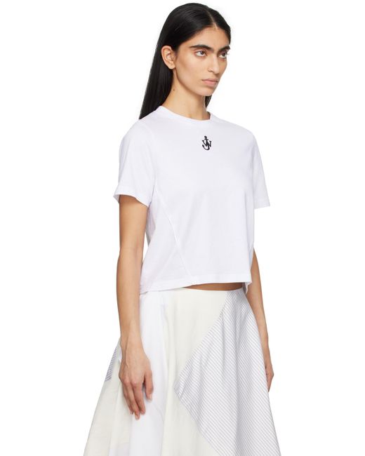 J.W. Anderson ホワイト Anchor ロゴ クロップド パネル Tシャツ White