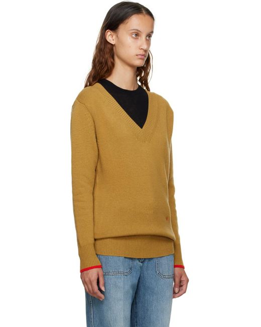 Victoria Beckham Orange Double V-neck Sweater