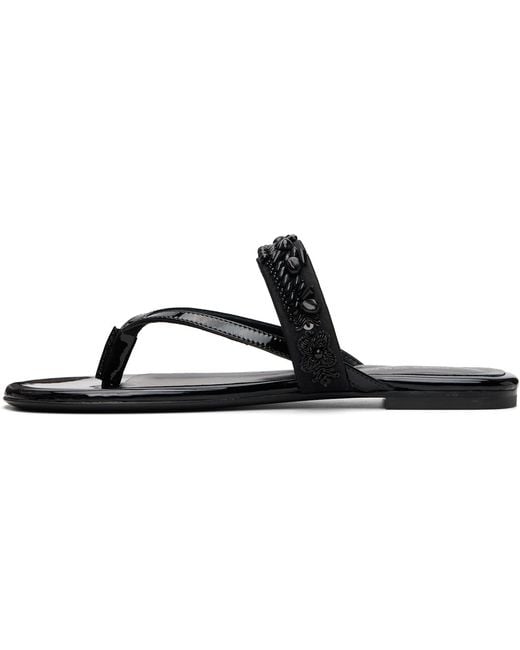 Dries Van Noten Black Embroidered Matadore Strap Flat Sandals