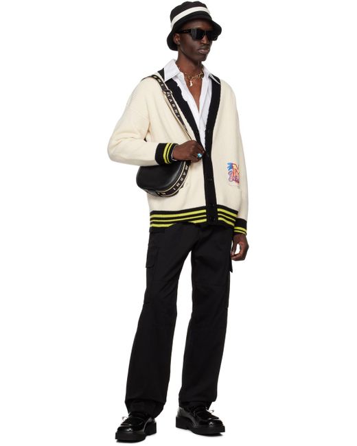Marni Black Off-white Distressed Patch Cardigan for men