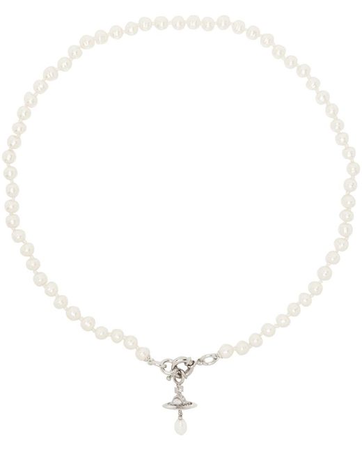 Vivienne Westwood White Pearl Aleksa Necklace for men