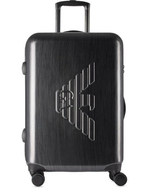Moyenne valise grise à logo gaufré Emporio Armani pour homme en coloris Black