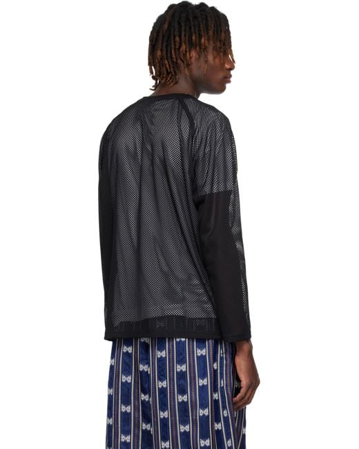 【送料&関税込】Needles Poly Mesh Cardigan NEEDLES: Black Mesh Cardigan | SSENSE