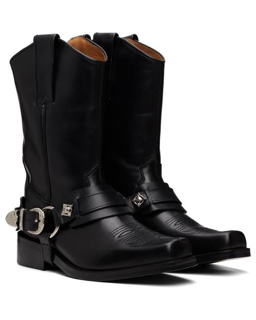 Toga Black Hard Leather Boots