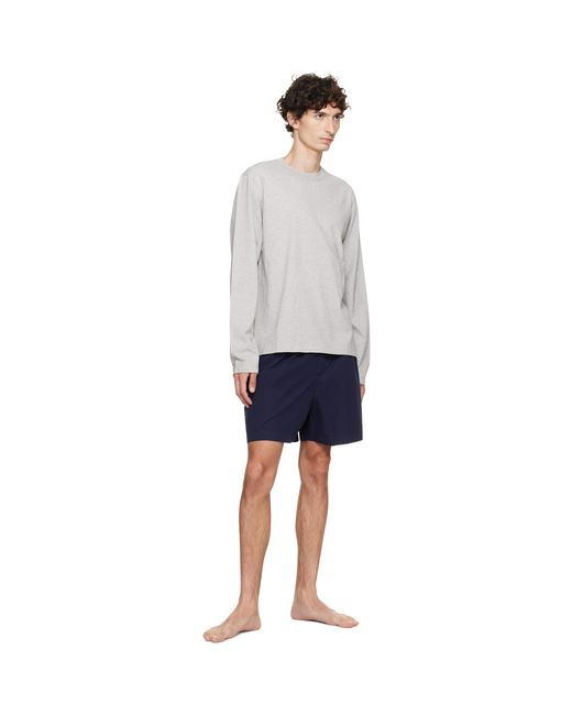 Tekla Blue Poplin Pyjama Shorts for men