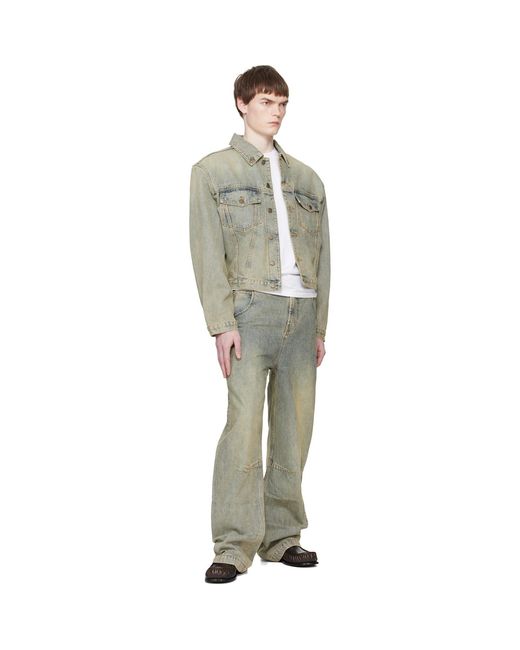 Entire studios Gray Shrunken Denim Jacket for men