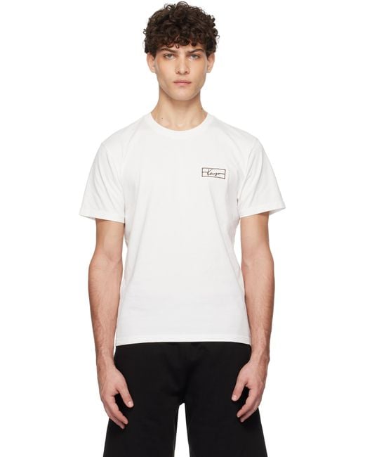 T-Shirt Blanc Cassé À Logo Modifié Brodé KENZO pour homme en coloris White