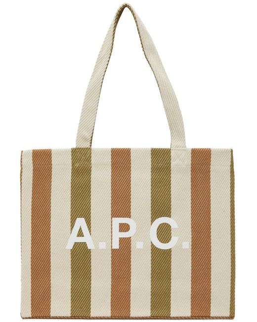 A.P.C. Natural Canvas Striped Diane Shopping Tote for men