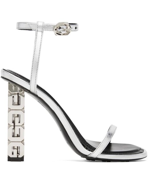 Givenchy White Silver G Cube Sandals